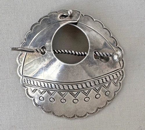 Vintage Sterling Silver Native American Navajo Concho Hair Cone;P355