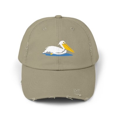 White Pelican Coastal DTF Print Distressed Cap 