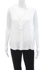 Bella Dahl Womens Sleeveless Collared Button Down Shirt White Size M