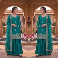 Attractive Look Teal Green Crepe Silk Top Lehenga With Net Dupatta For Women