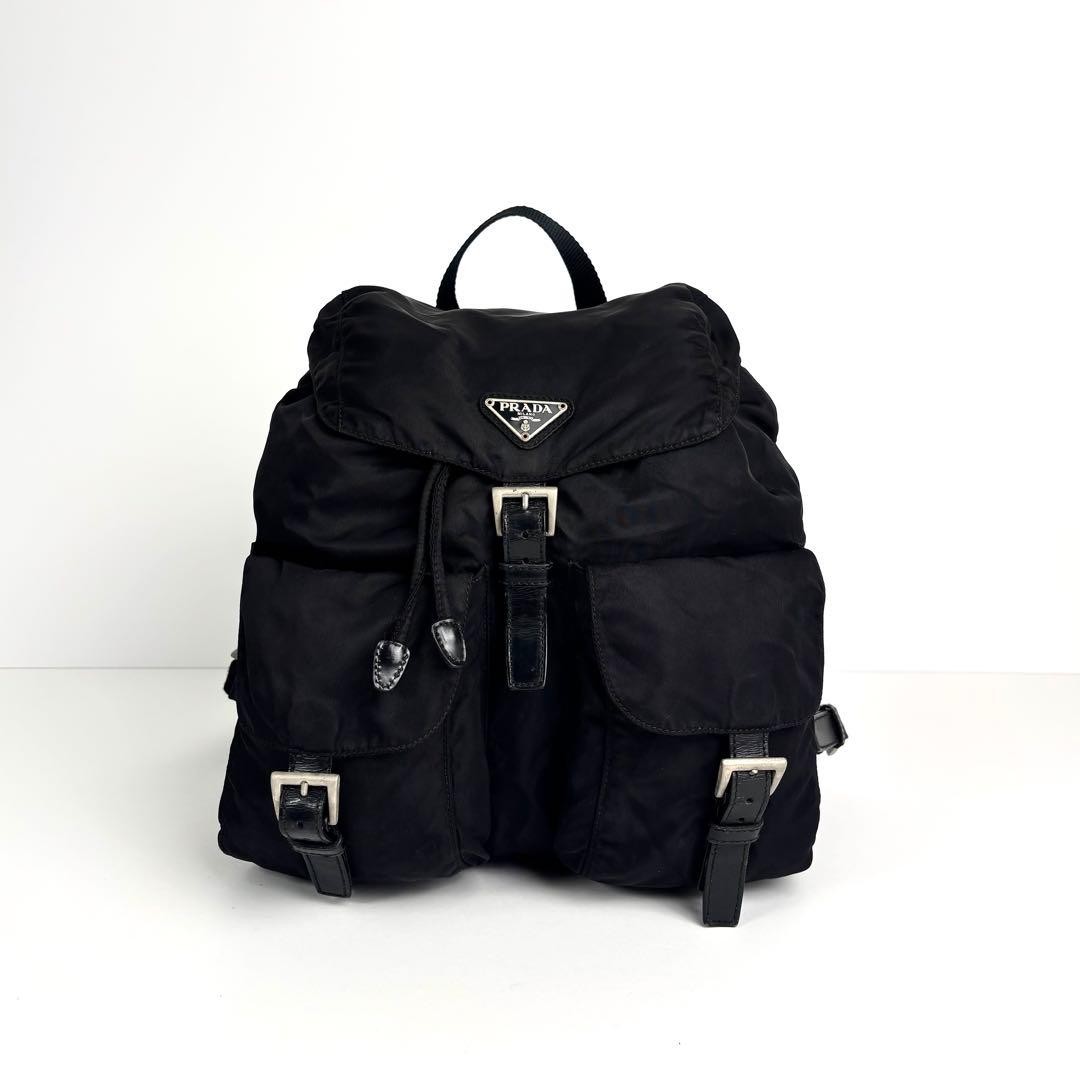 PRADA Backpack Triangle Logo Drawstring Nylon Bla… - image 1