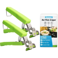 2 Pack Stainless Steel Hot Plate Gripper Clips – Safe & Ergonomic Kitchen Tongs