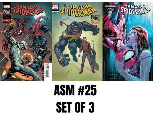 AMAZING SPIDER-MAN #25 SET OF 3 NM MAIN VARIANTS 2026 VENOM CARNAGE DEATH SPIRAL