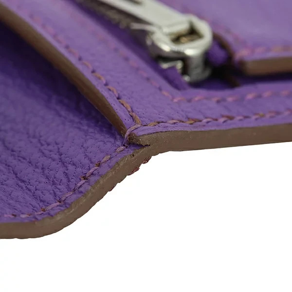 HERMES Bearn Soufflet Chevre Leather Long Wallet Parme Purple