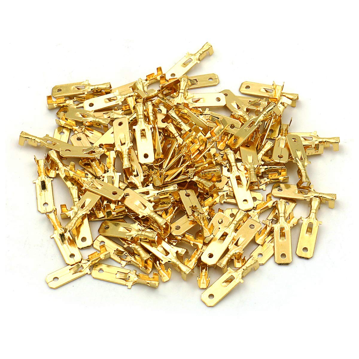 Baomain 1/4" Male Spade Quick Splice Crimp Terminals 6.3mm Gold 