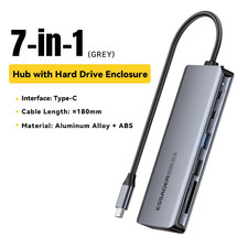 Essager USB C Hub with M.2 SSD Hard Disk Enclosure 6/7 in 1 PD100W USB3.2 10Gbps