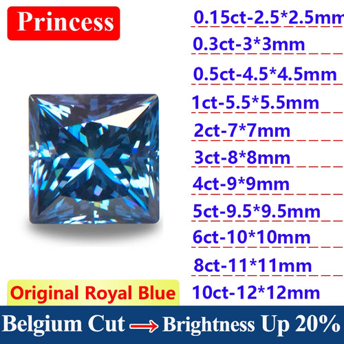 Royal Blue 0.1ct-5ct Multiple Shapes Loose Moissanite GRA VVS1 for Jewelry