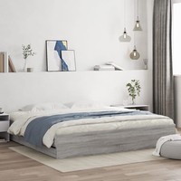 Bettgestell Mit Schubladen Grau Sonoma 160X200 Cm Holzwerkstoff