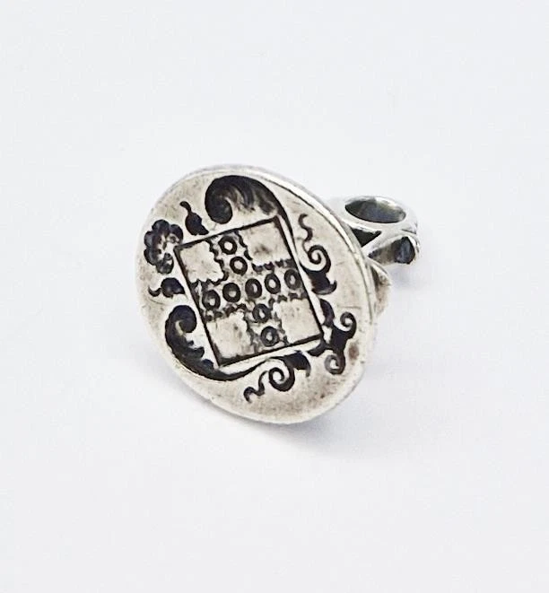 SELLO DE PLATA ESTERLINA GEORGIANA FOB INTAGLIO c1790 ESCUDO HERÁLDICO DE LA FAMILIA Foto 2 de 4