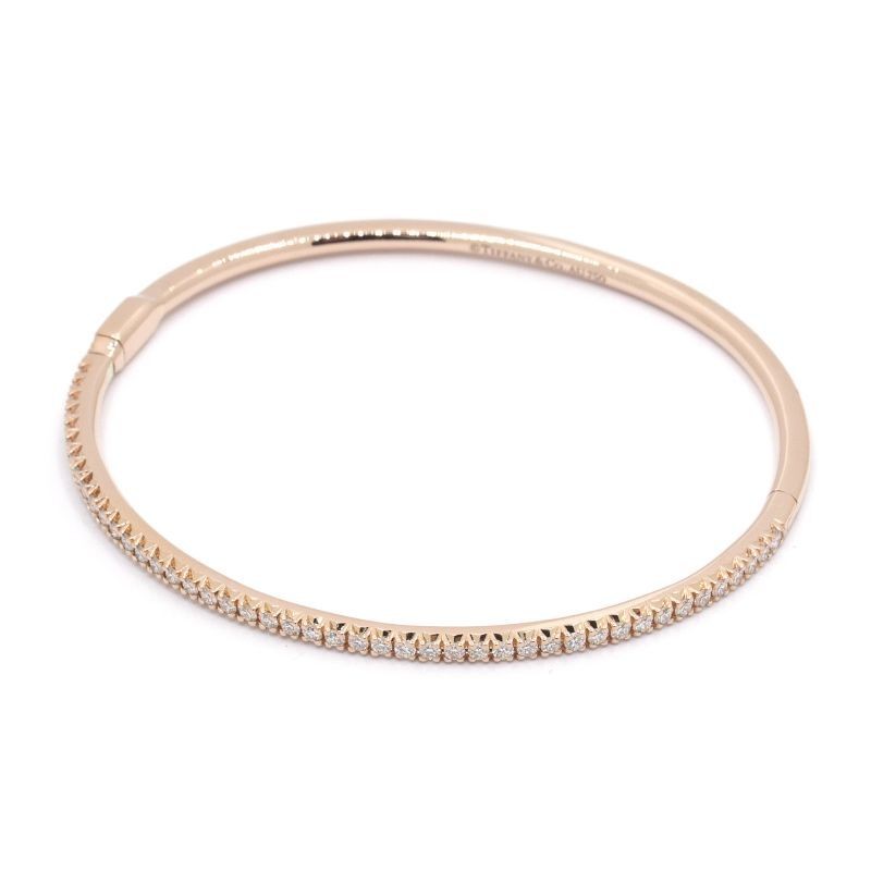 Tiffany & Co. Metro Hinge Bangle K18PG Diamond Bracelet Pink Gold Approx. 12.3 g