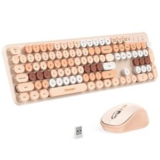 Colorful Wireless Keyboard and Mouse Combo, Dual Bluetooth 2.4G, Quiet Retr...
