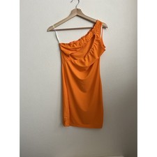 Shein Dress Womens Medium Orange Cut Out One Shoulder