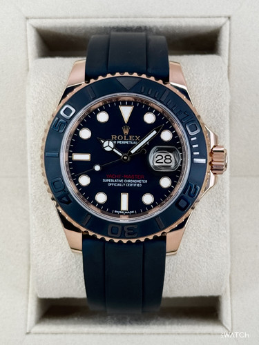 2019 Rolex Yacht-Master 40mm 126655 Rose Gold Oysterflex Black Dial