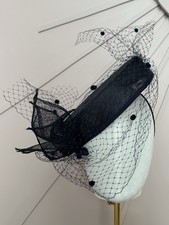 French Navy Pillbox Hat with Veil | Polka Dot Birdcage Ascot Vintage Restyled