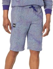 Under Armour UA Rival Fleece Printed Shorts Men's Size Medium Blue Purple
