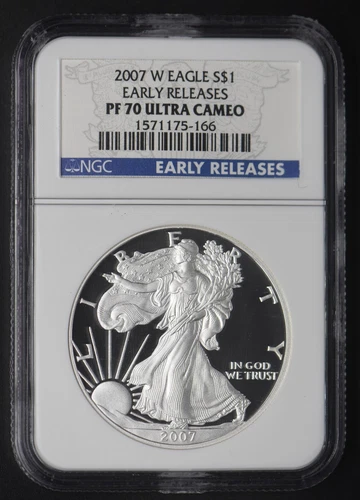 2007 W ER American Silver Eagle S$1 PF 70 Ultra Cameo NGC - COINGIANTS -