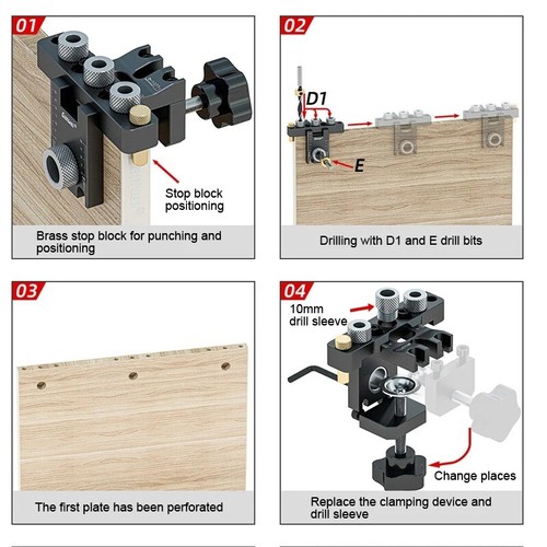 Carpentry 3-in-1 Locator Hole Punch Predecessor Round Dowel Furniture Connector - Picture 15 of 23