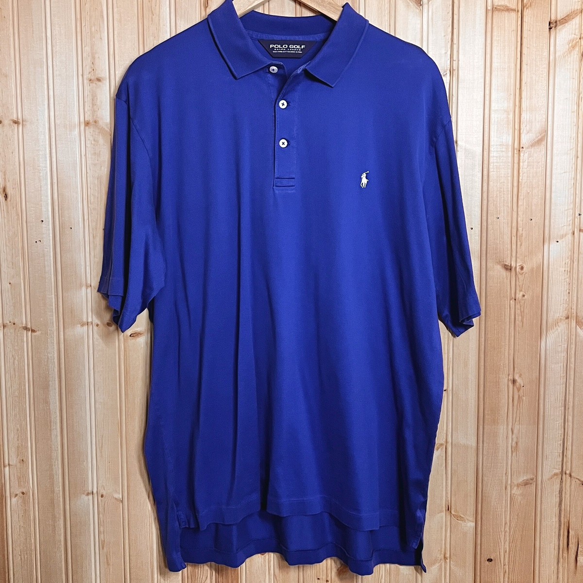 VTG Polo Golf Shirt Ralph Lauren Pima Cotton Polo Peru Blue Single Stitched  Sz L