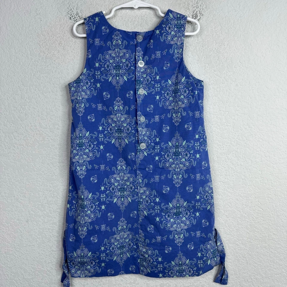 Kelly's Kids Dress Girls Size 7 Blue Floral Paisley Sleeveless VTG Summer Boho - Image 2 of 4