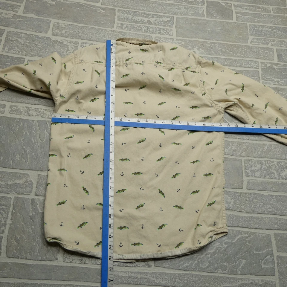 Camisa de Diversión Moderna Para Hombre Talla M Estampado de Peces Tema Náutico Lona Abotonada Foto 4 de 4