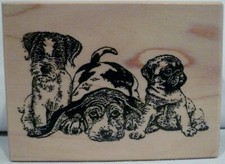 PSX 3 Puppies Dogs Rubber Stamp F-860