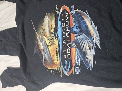 Vintage New Jersey Atlantic City Boat Show Sweater Mens Cotton Size Small Black - Picture 3 of 10