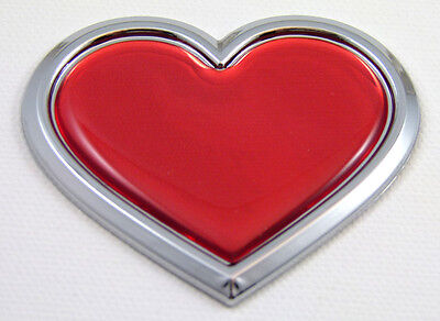 Chrome with Red HEART Chrome Emblem Car Decal 3D Sticker Badge Bumper Best Price Chrome with Red HEART Chrome Emblem Car Decal 3D Sticker Badge Bumper Best Price