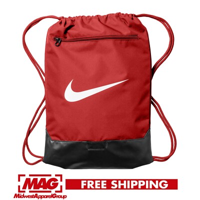 NIKE BRASILIA RED DRAWSTRING PACK Training Gym Bag Backpack Sack All Sport