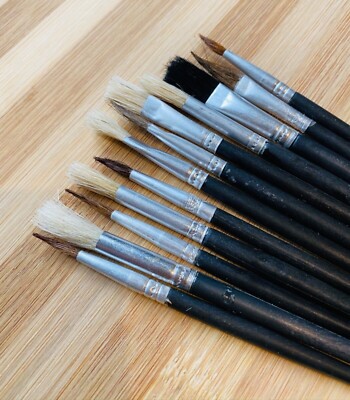 NEU 12 TLG KÜNSTLER PINSEL SET FEIN HOBBYS BASTELN MODELLBAU PINSEL KUNST