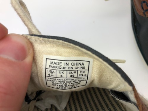 Polo Ralph Lauren The "SANDER" Cuero Azul Lona Barco Zapatos Para Hombre Talla 4.5 G62 - Imagen 7 de 8
