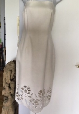 knee length white dress spaghetti strap Spaghetti Strap Crepe Faux-Wrap Knee-Length Dress
