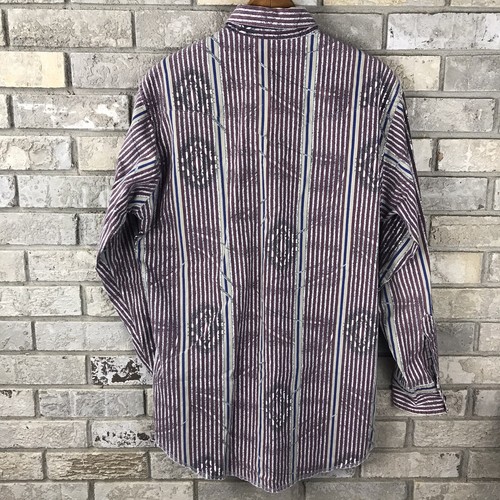 Vintage Wrangler Cowboy Cut Regular Fit 15 1/2 - 33 LS Button Down Aztec Trippy - Picture 7 of 7