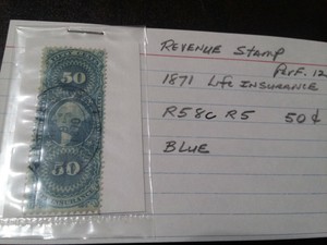 Revenue Stamp 1871 50 Cent Washington Life Insurance eBay