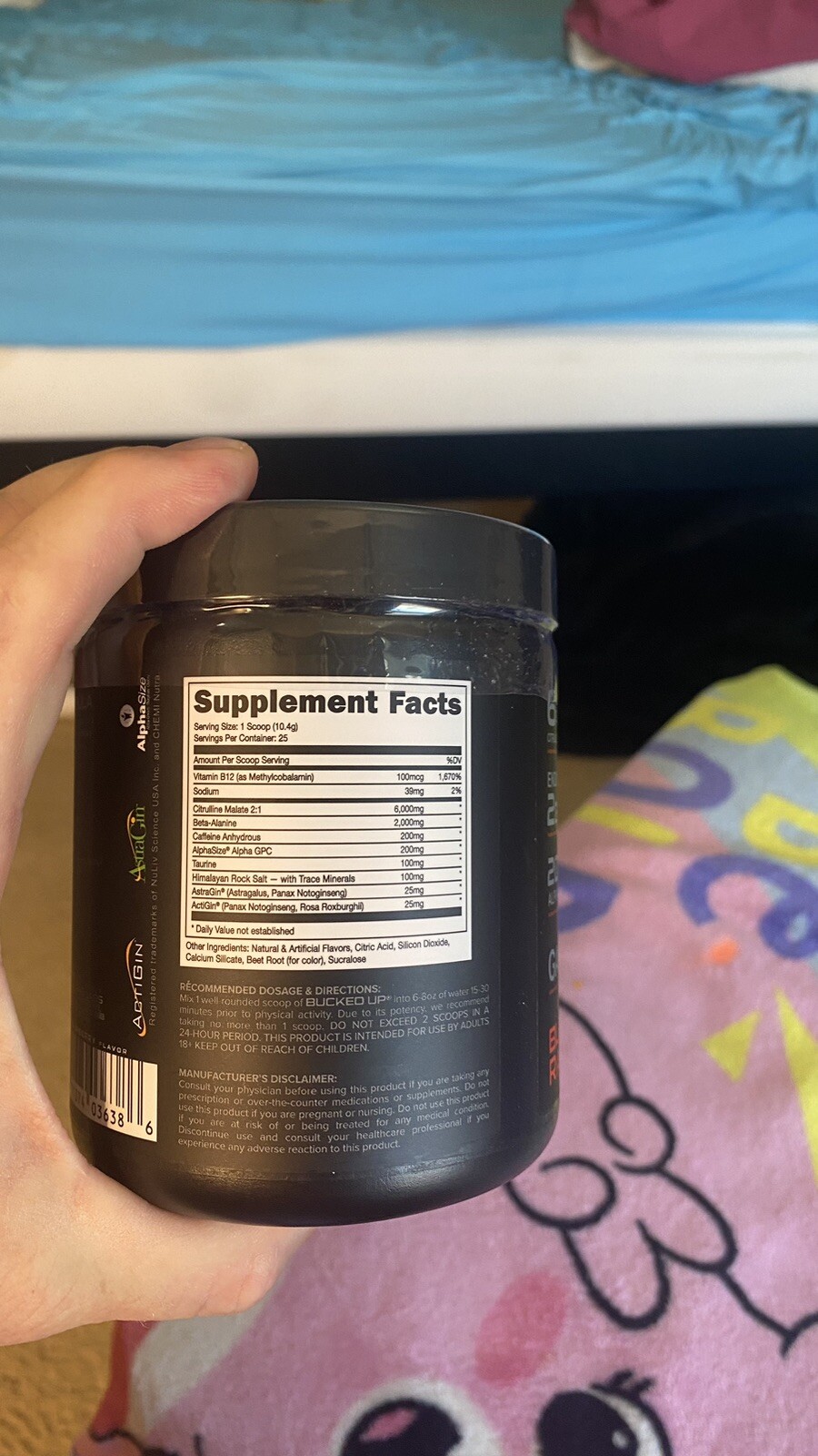 Bucked Up PreWorkout Powder, Blood Raz, 200 mg Caffeine, 25 Servings