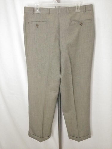 Ralph Lauren Dress Slacks Pants Men's 36x30 Tan Blue Pleated Cuffed Vintage NWT - Picture 5 of 11
