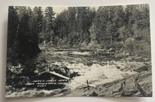 Vintage RPPC Postcard ~ Peavy Falls near Iron Mountain ~ Michigan MI real photo