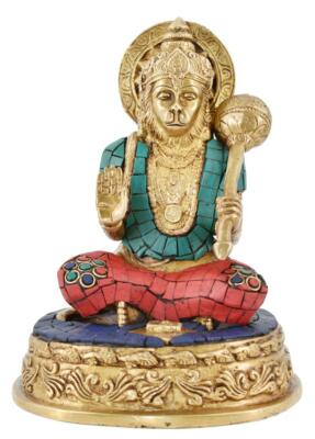 Weißwal Lord Hanuman Idol Stärke Affe Figur Bajrang Bali Statue Messing