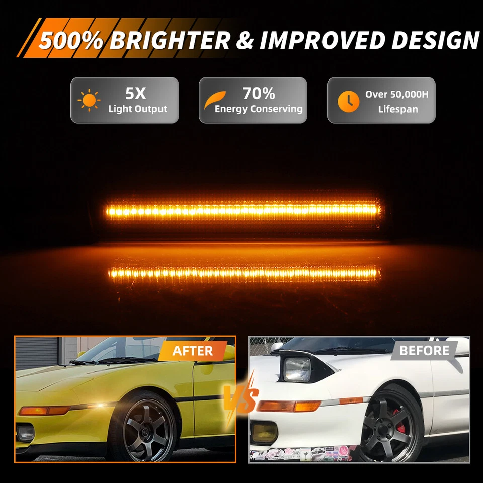 2X Luces LED de señalización laterales delanteras ámbar ahumado para Toyota MR2 MR-2 SW20 1991-1995 Foto 2 de 4