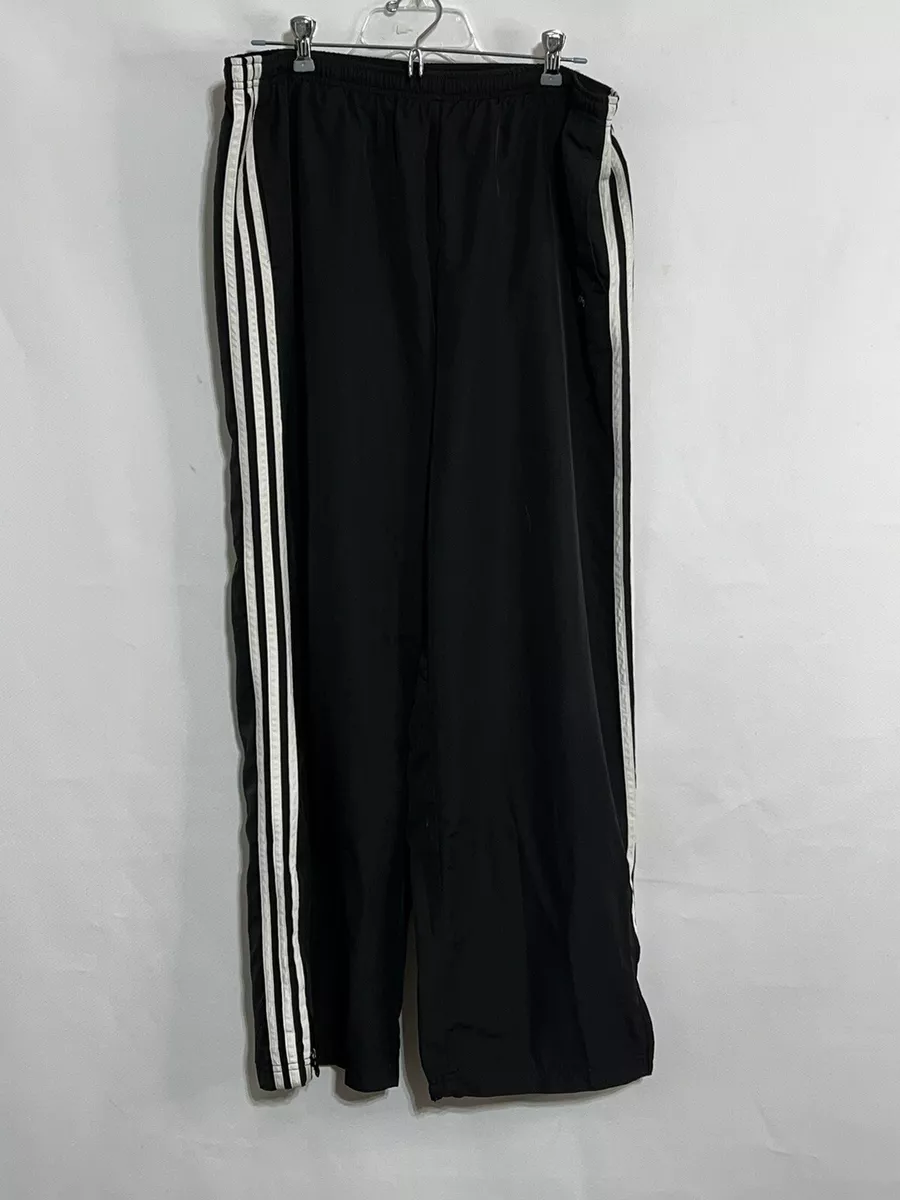 Adidas Mens Track Wind Pants XL Blue Striped Nylon Mesh Lined Ankle Zip Logo