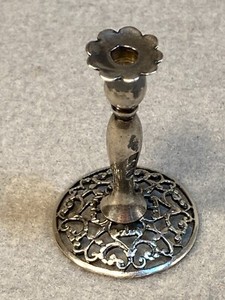 Antique 1891 William Comyns English Sterling Silver Miniature Candle Stick