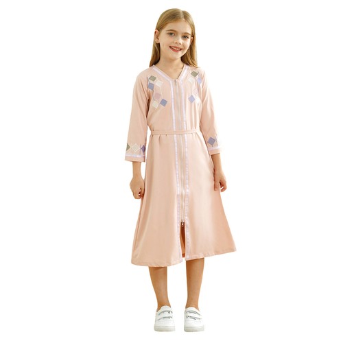 Girl Robe Eid Middle East Dress Praise Muslim Islamic Party Costume Zipper Maxi - Bild 18 von 41