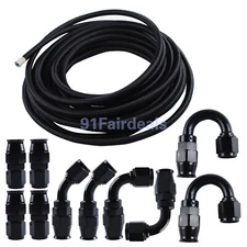 6AN -AN6 10/12/20/30ft Nylon Braided PTFE Fuel Line 6/10 Fittings Hose Kit E85