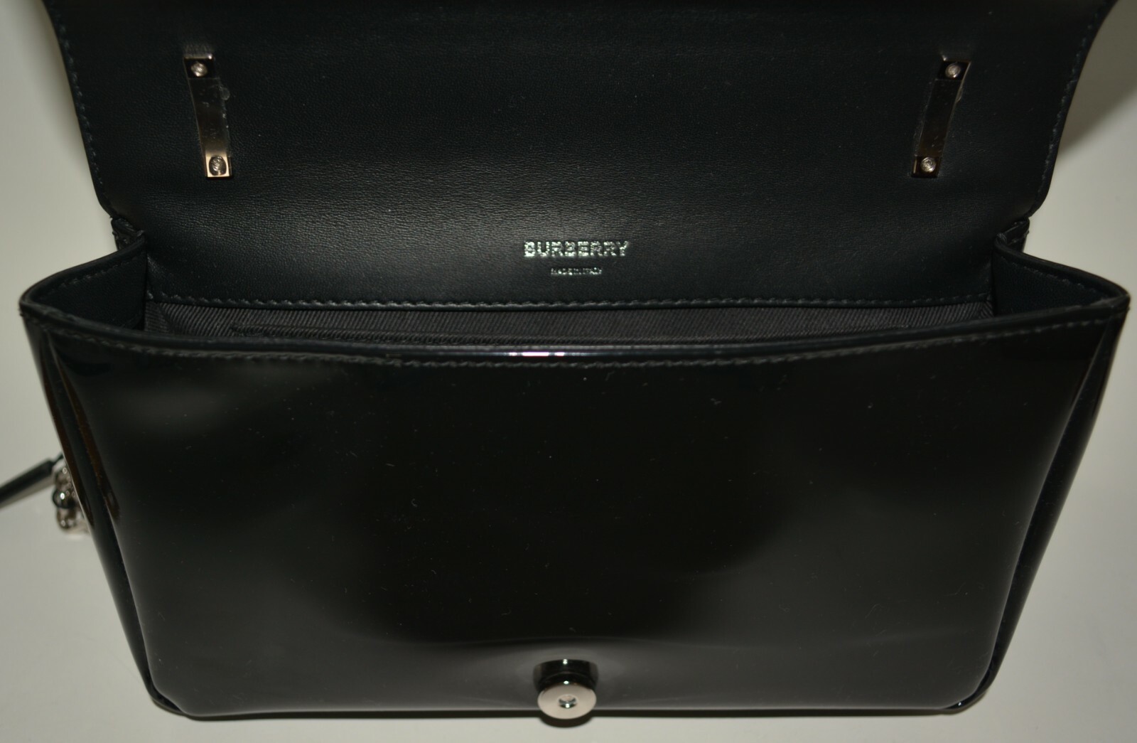 NWT BURBERRY LOLA PATENT LEATHER SHOULDER BAG CLUTCH image 9