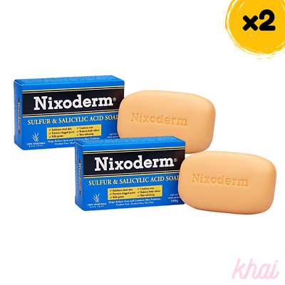 2 Box Nixoderm Sulfur & Salicylic Acid Soap for Acne & Common Skin Problem 100g