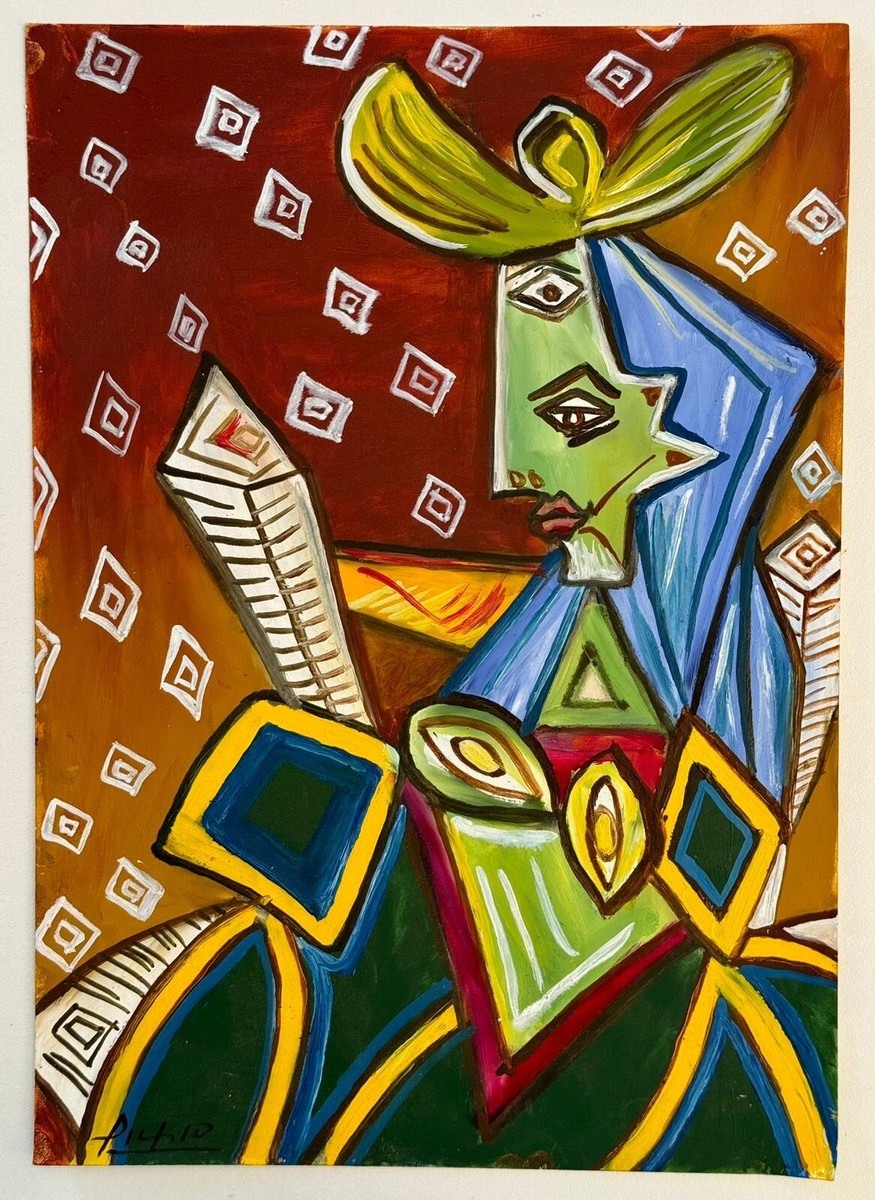 Pablo Picasso (Handmade) Oil Drawing On Paper Signed & Stamped