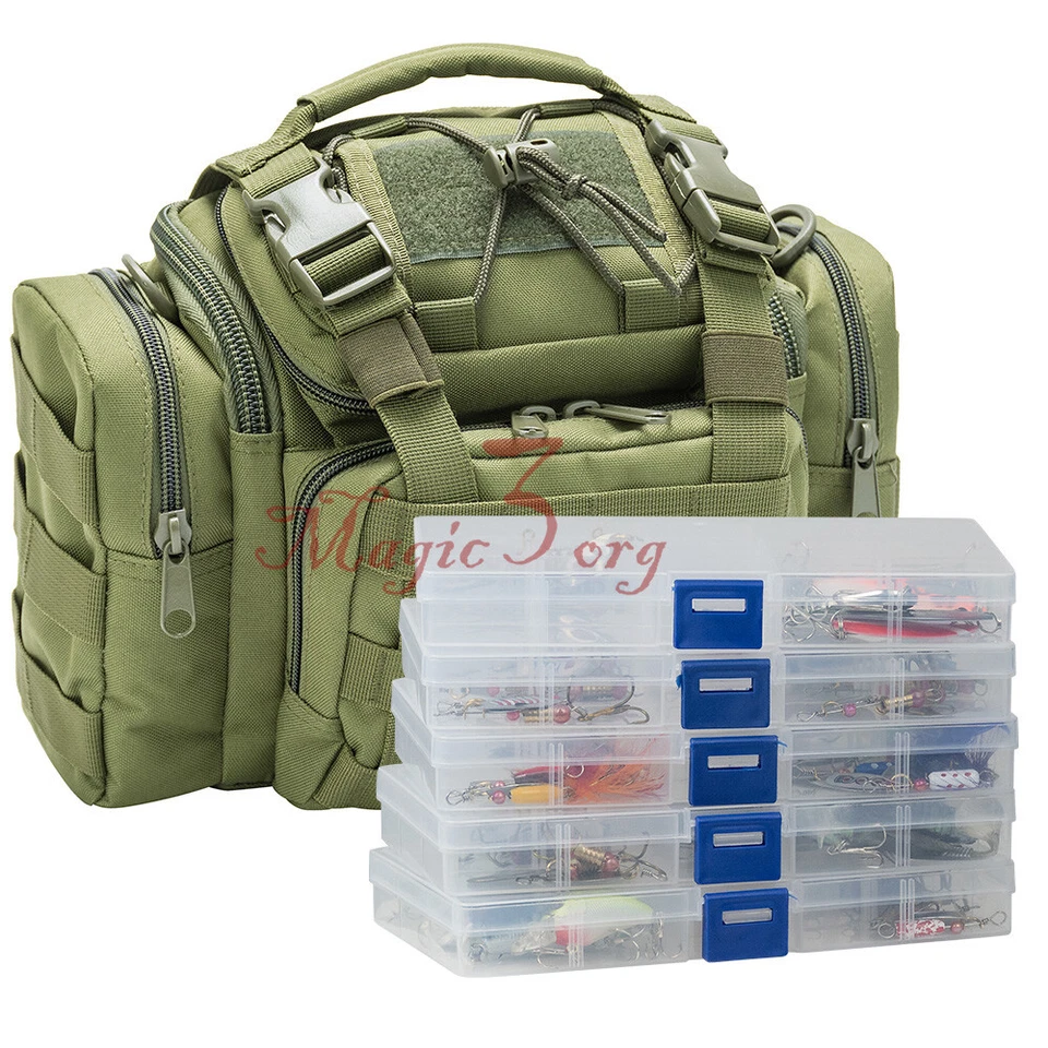 Fishing Tackle Bag Loaded 60pcs Spoon Lure Crankbait 5 Box Storage Mixed Lot US - Image 2 of 4