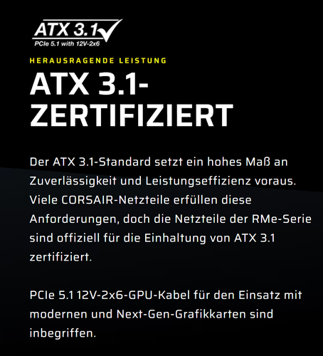 CORSAIR RM750e (2025) ATX Netzteil, wie neu (modular, leise, ATX 3.1, PCIe 5.1) - Bild 7 von 11