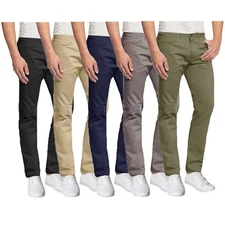 Men's 5-Pocket 100% Cotton Stretch Chino Pants ( Size 30-42 ) NWT Free Shipping