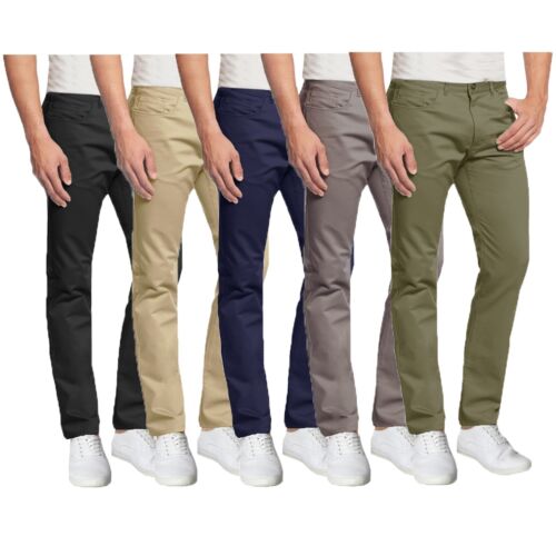 Pantalon chino extensible homme 5 poches 100 % coton (taille 30-42) neuf avec étiquettes livraison gratuite - Photo 1 sur 18