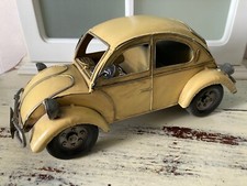 Rustic Vintage Look- Yellow VOLKSWAGEN BEETLE Tin VW Car Automobile Replica Deco